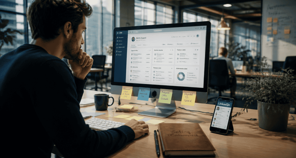 setting commercial professionnel devant CRM