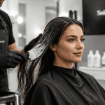 soin cheveux coiffeur application masque