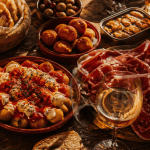 Assortiment de tapas espagnols sur table rustique