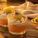 verrine apéro à congeler sur table en bois