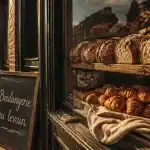 Boulangerie à Londres : pains au levain et croissants, devant la boutique artisanale