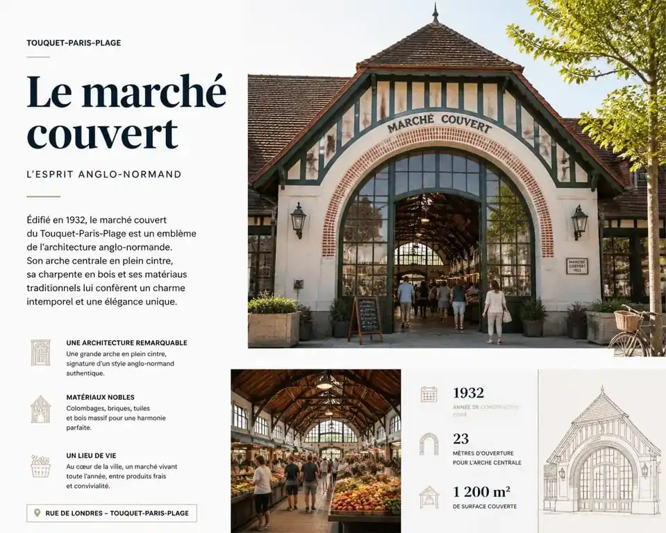 Marché couvert du Touquet-Paris-Plage, monument historique emblématique de la Côte d'Opale.