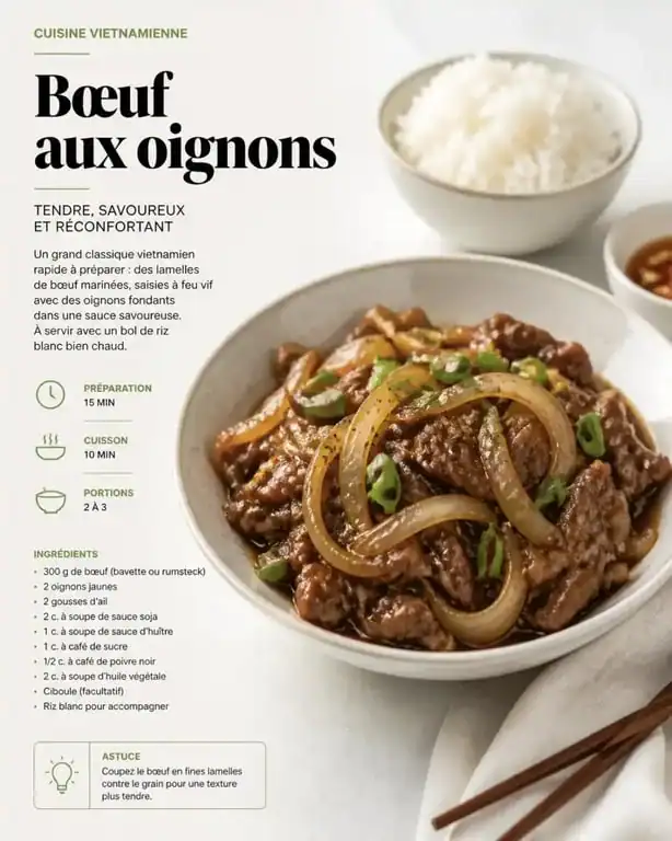 Bœuf aux oignons façon restaurant Trúc Dào à Toulon