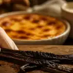 Gousse de vanille Bourbon charnue, graines noires, photo pâtisserie