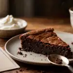 Kladdkaka suédoise au chocolat fondant, part sur assiette mate