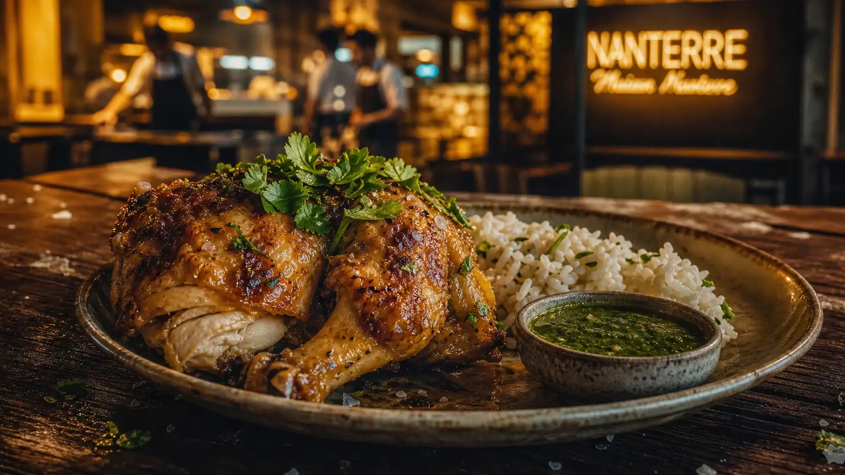 Restaurant halal nanterre : poulet braisé et riz parfumé