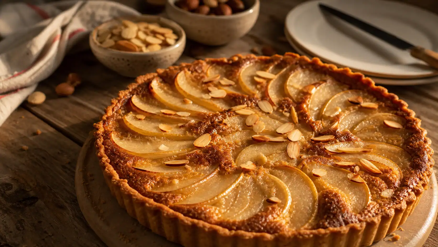 Tarte poire amandine cyril lignac aux poires et amandes