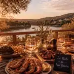 Repas convivial à la table de rive gauche