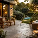 Villa Soleya Ardèche : jacuzzi privé dans jardin clos