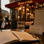 bistrot d italie à Paris près de l’Étoile, table et carte restaurant