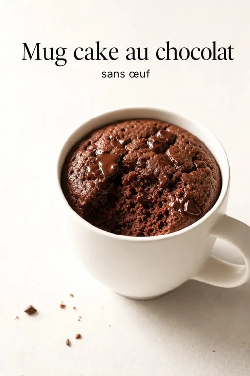 Recette mug cake sans oeuf au chocolat, moelleux et servi dans une tasse