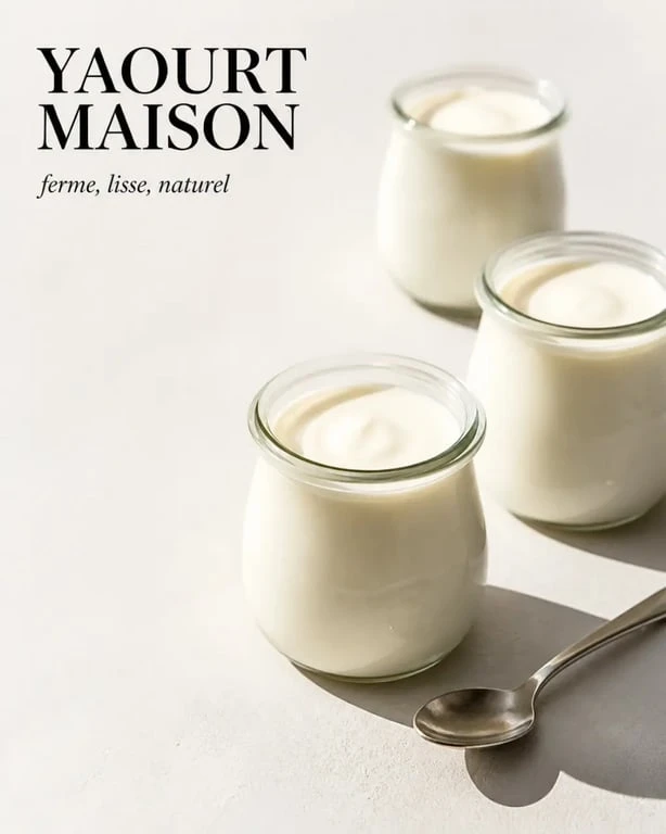 Recette yaourt maison en petits pots en verre, ferme et onctueuse