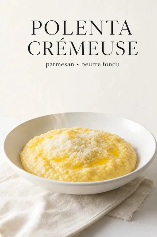 Recette polenta crémeuse servie chaude et onctueuse dans une assiette creuse