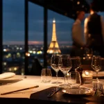 Les ombres restaurants : table rooftop avec vue Tour Eiffel