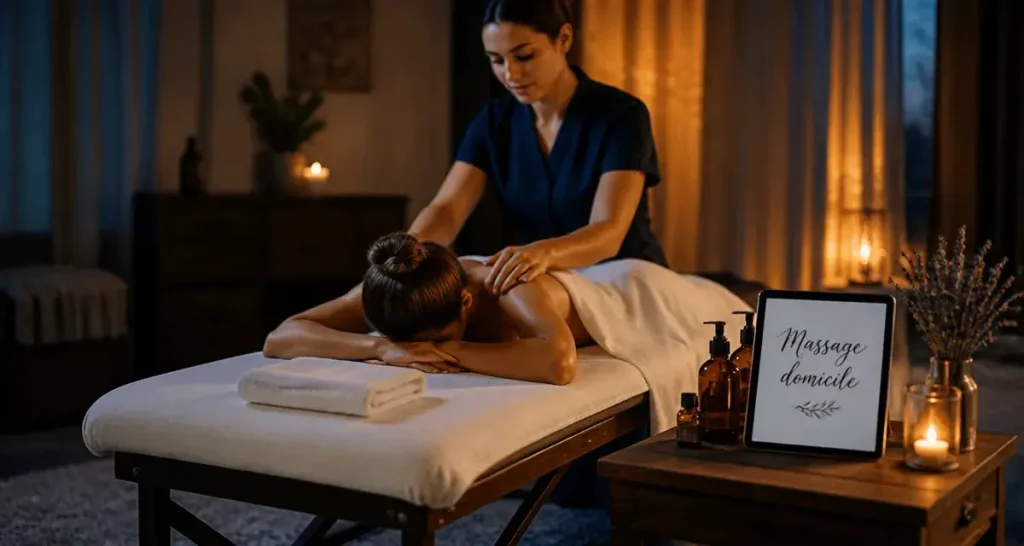 Massage a domicile : séance sur table, huiles et praticien