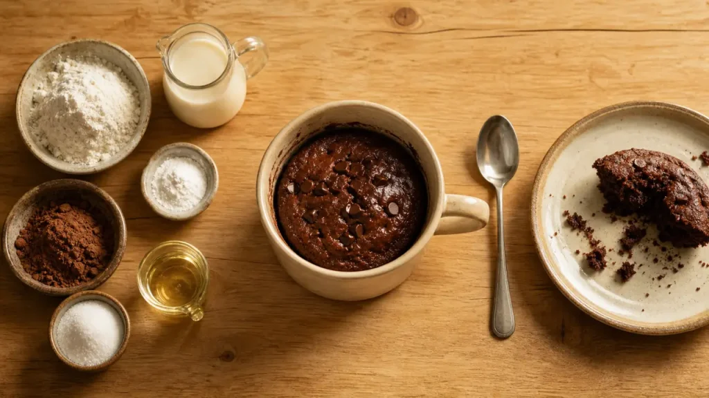 Mug cake sans œuf : 2 minutes au micro-ondes pour une texture moelleuse