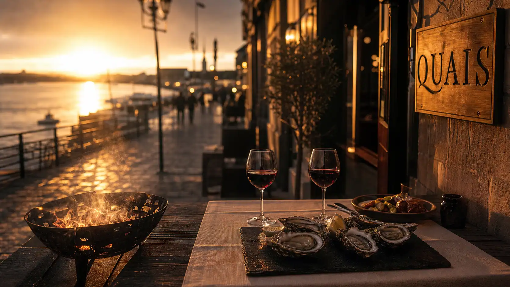 Restaurant sur les quais à Bordeaux : terrasse avec vue sur la Garonne