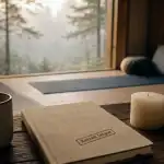 Retraite spirituelle non religieuse : silence, nature, intérieur avec carnet et bougie