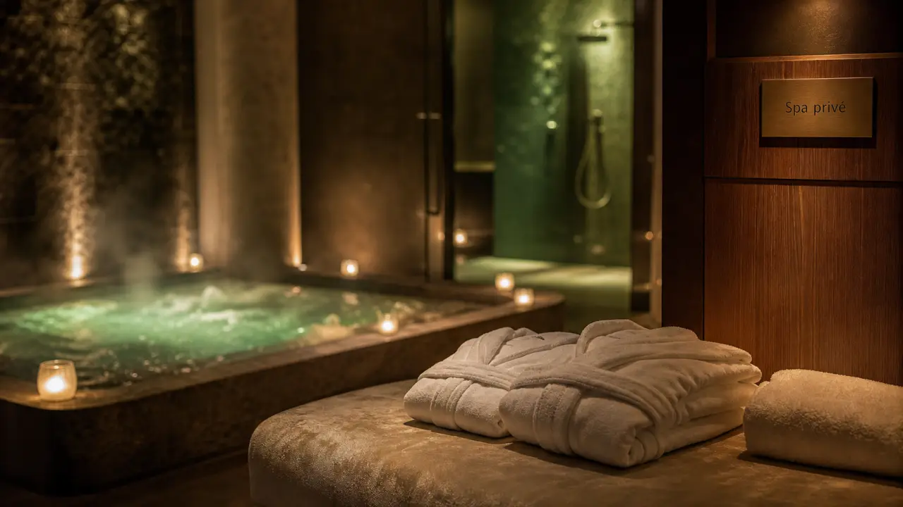 Spa privé couple avec jacuzzi et intimité