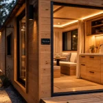 Tiny house luxe : 26 m2 en bois massif, terrasse et baie vitrée