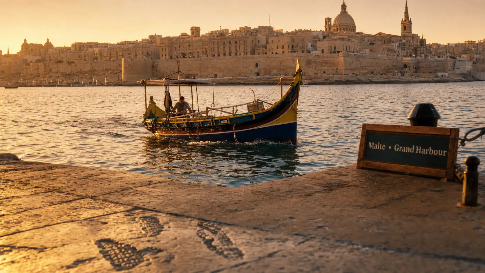 Visiter Malte : dghajsa dans le Grand Harbour à La Valette