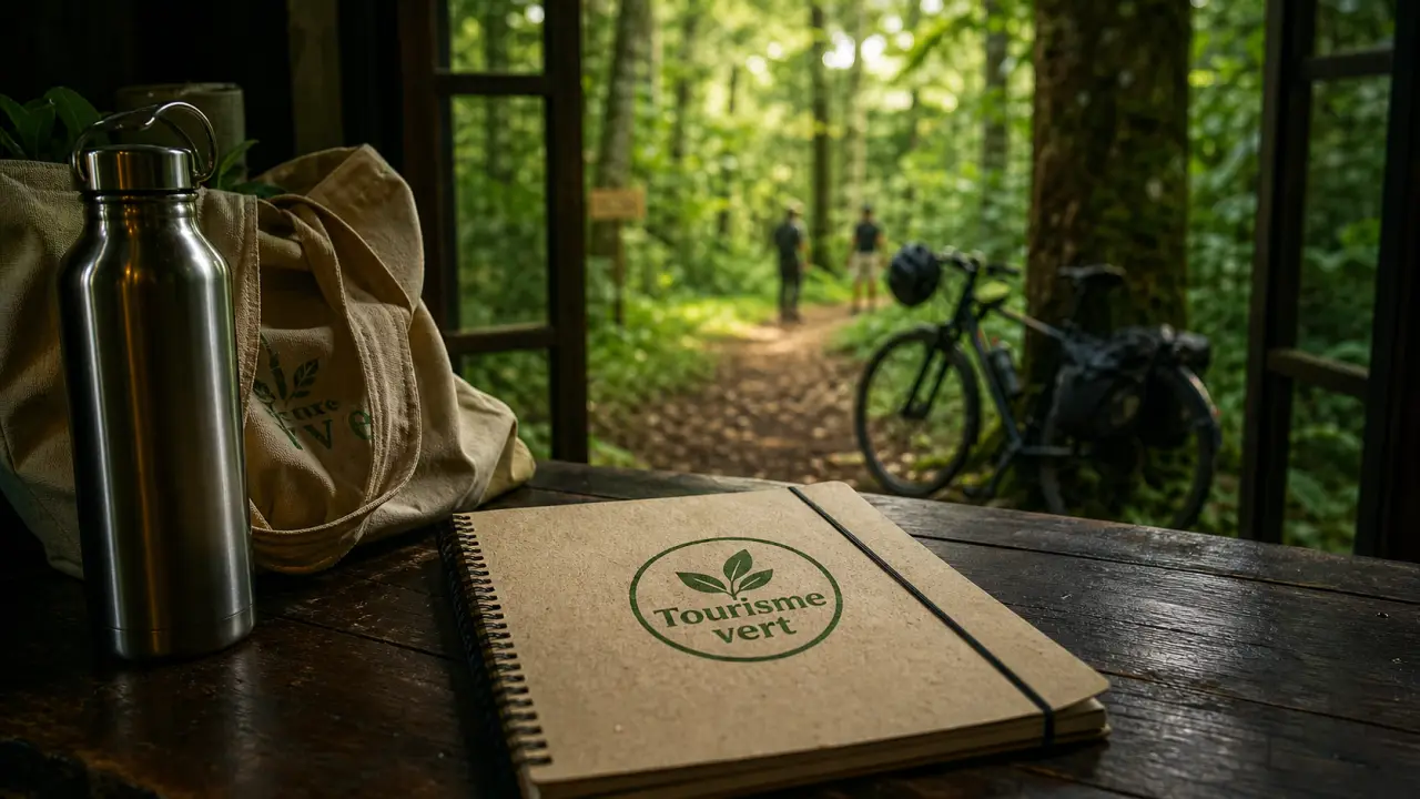 Def tourisme vert : carnet, gourde et nature en forêt humide