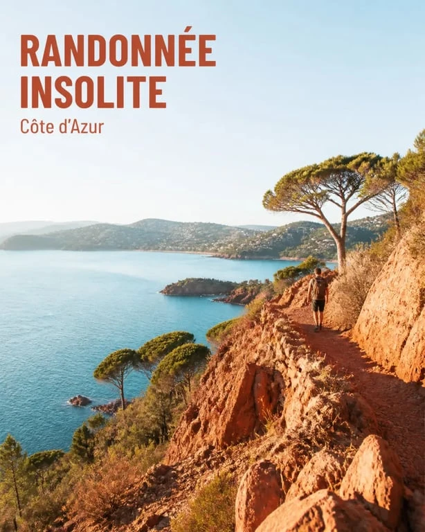 Randonnée insolite côte d azur sur un sentier de crête avec roches rouges et vue sur la mer