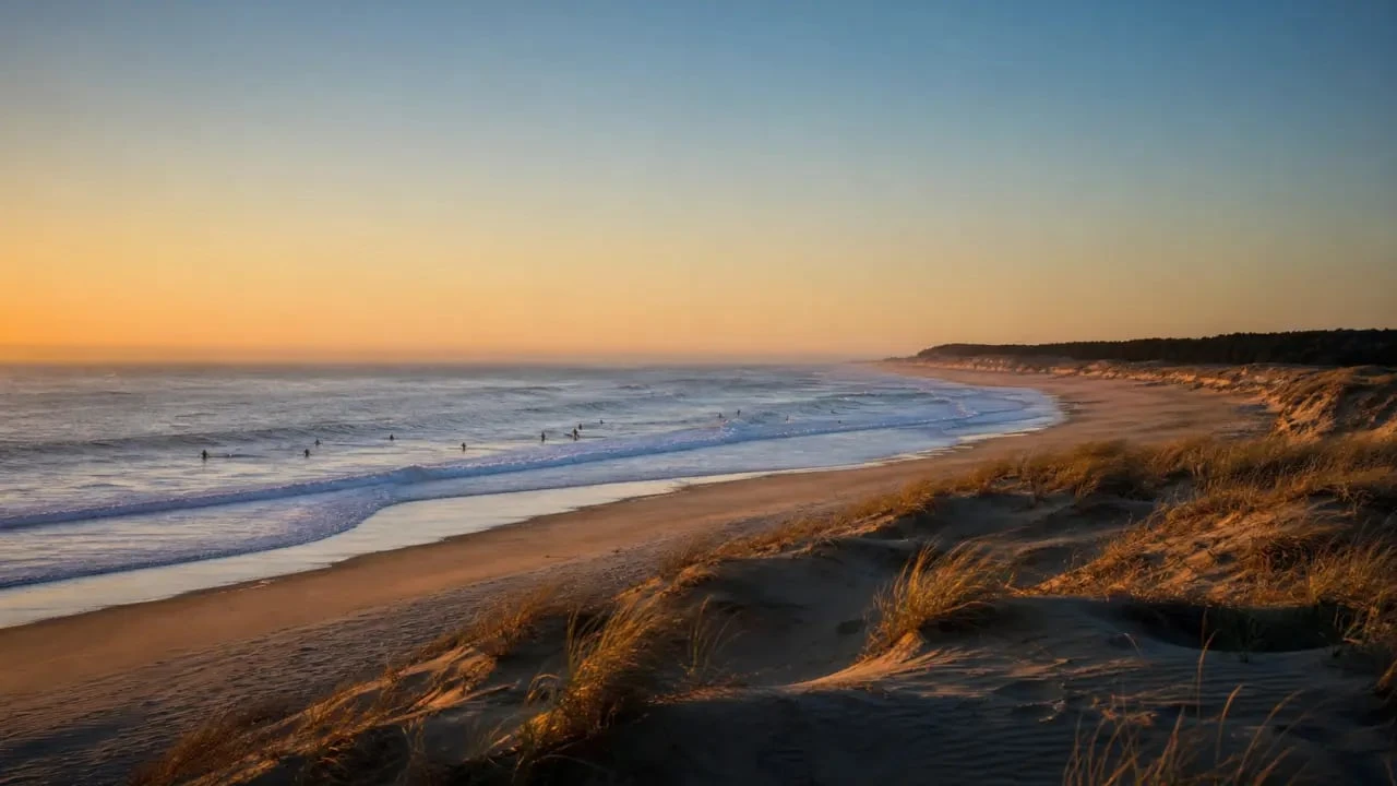 Que faire à Seignosse : plage, dunes et océan Atlantique au coucher du soleil