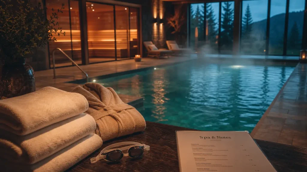 Foret noire hotel spa : piscine intérieure et sauna vitré