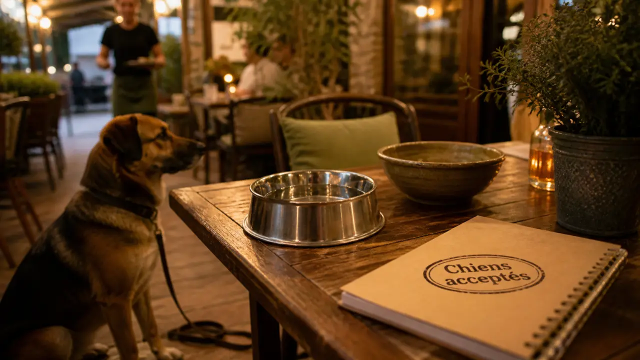 Restaurants acceptant les chiens : gamelle eau et chien au resto sur terrasse