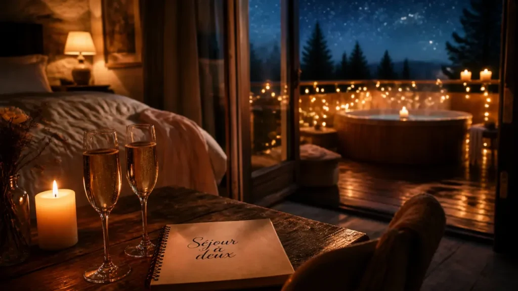 Week end insolite amoureux : spa privatif avec bain nordique et Champagne