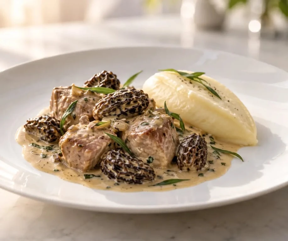Recette veau raffinée : sauté de veau aux morilles et sauce crémeuse à l'estragon