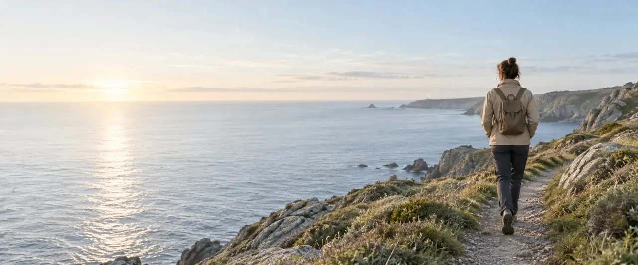 Séjour pour se ressourcer seul au bord de la mer sur un sentier côtier