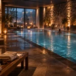 Hotel avec piscine intérieure chauffée : accès et bain