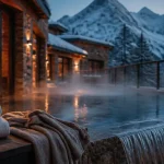 Hotel spa montagne : bassin chauffé extérieur et vapeur après une journée de ski