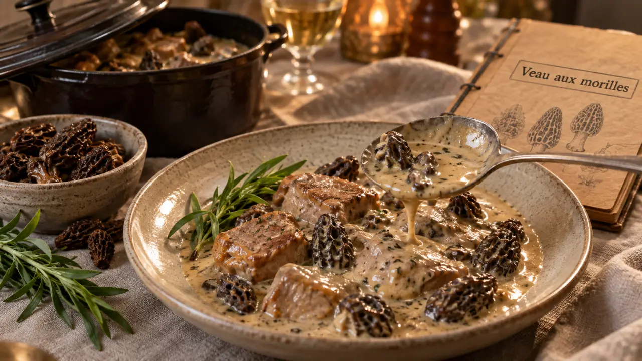 Recette veau raffinée aux morilles, sauce crème légère