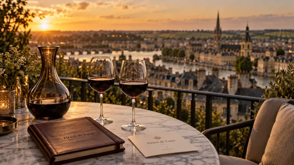 Hotel luxe Bordeaux : terrasse avec vue centre historique et vignoble