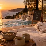 Spa cote d azur vue mer, terrasse et piscine du spa